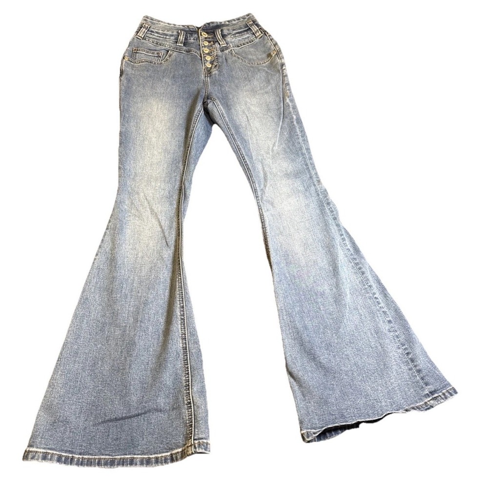 Rock & Roll Denim High Rise Flare Jeans Women's 26x32 Button Fly Stretch Western